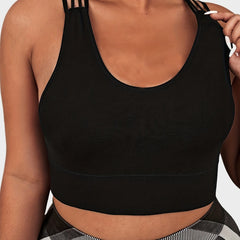 Sports Bra Women's Plus Split Strap Criss Cross Back Seamless Bra