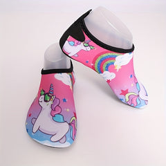 Girl's Rainbow & Pony Water Shoes Quick Dry Non Slip Soft Beach Aqua Socks