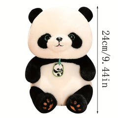 9in Panda Plush Toy with Expressive Eyes & Carrot Tail