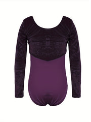 95% Cotton Splicing Long Sleeve Ballet Leotard for Girls