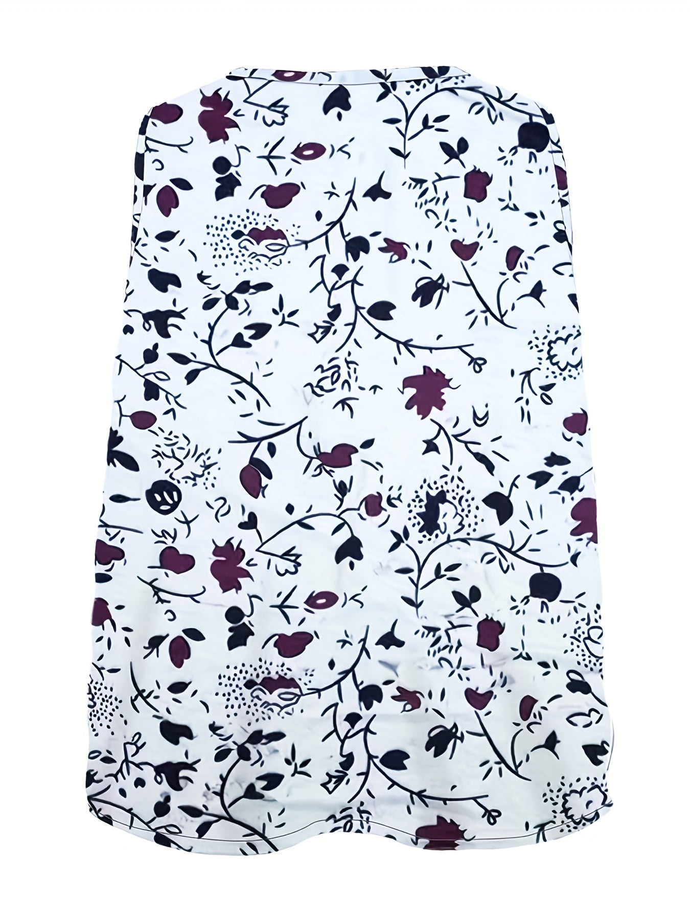 Floral Print V Neck Tank Top Medium Stretch Plus Size Casual