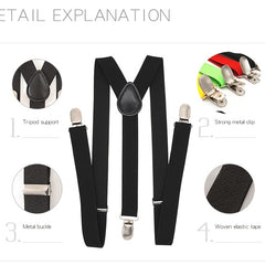 Adjustable Y Back Clip-on Suspenders 1 Inch Elastic