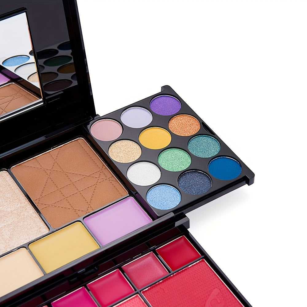 38 Colors Eyeshadow Palette Contour Blush Lip Gloss Brushes Set