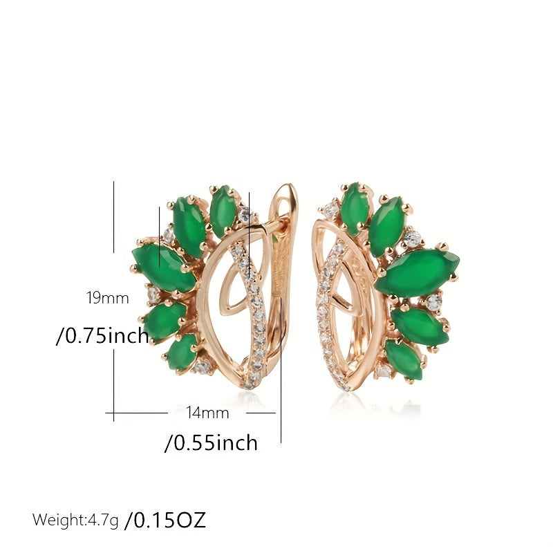 Green Marquise Zircon Earrings Golden Party Jewelry