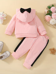 Casual Letter Print Hooded Sweatshirt and Trousers Set