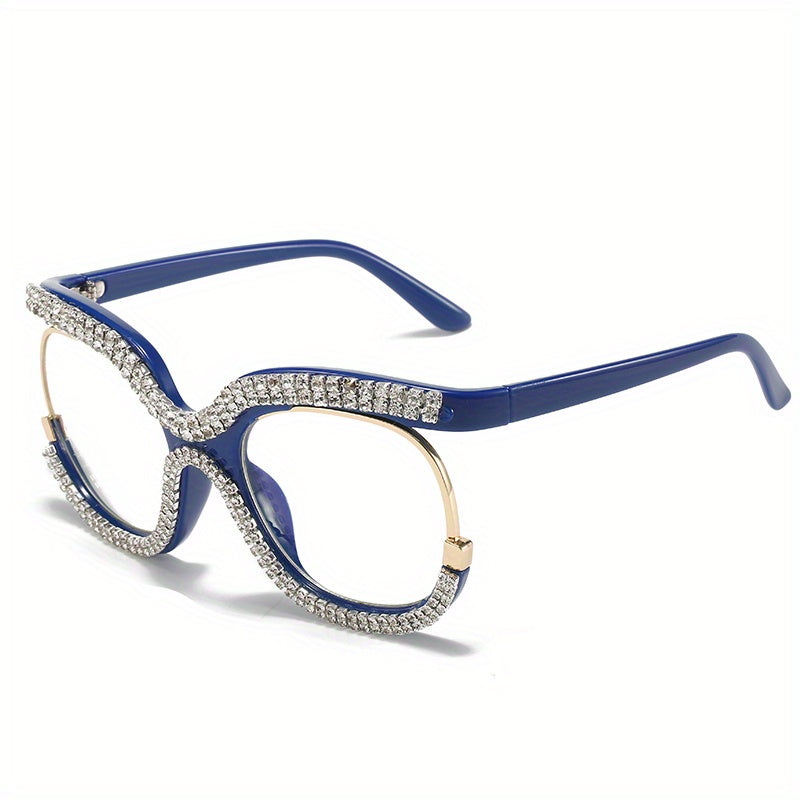 Owl Anti Light Glasses Rhinestone Clear Lens Glasses