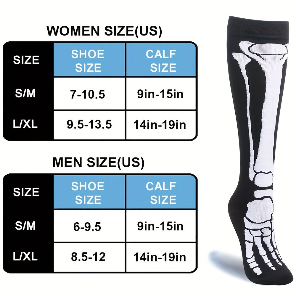 Skull Pattern Calf Socks Halloween Knee High Stockings
