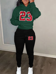 Letter Print Hoodie & Joggers Outfits 2 Piece Set