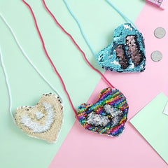 Kids Sequin Heart Crossbody Bag Coin Purse for Girls
