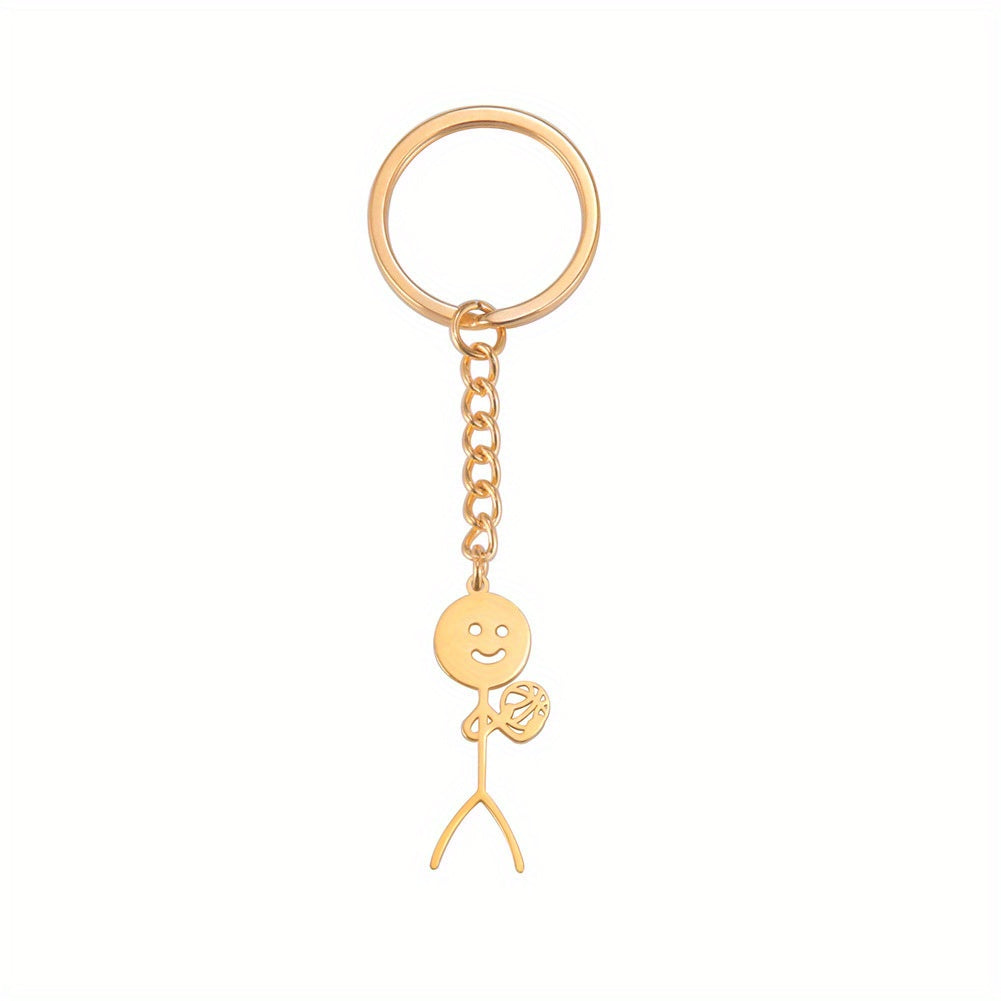 Stickman Keychain Stainless Steel Jewelry Gift