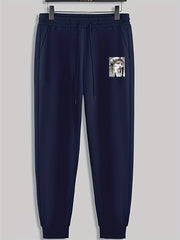 Funny Statue Print Men's Sweatpants Loose Casual Trousers Spring Autumn