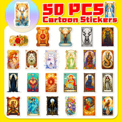 50pcs Dreamy Tarot Card Stickers Retro Style Graffiti Stick