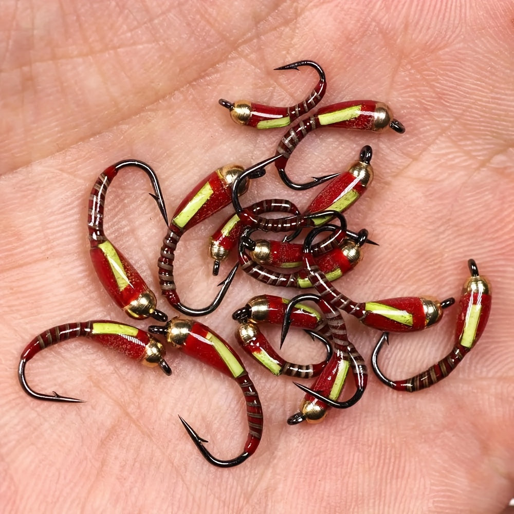 15pcs Brass Bead Head Flies for Trout Fishing Ice Fishing Fly