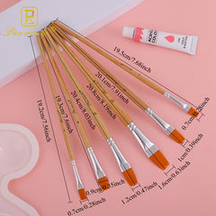 6pcs Wooden Handle Nylon Brush Set for Painting Crafts