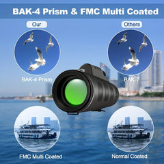 40X60 Monocular Telescope High Powered For Adults BAK4 Prism Compact Monocular