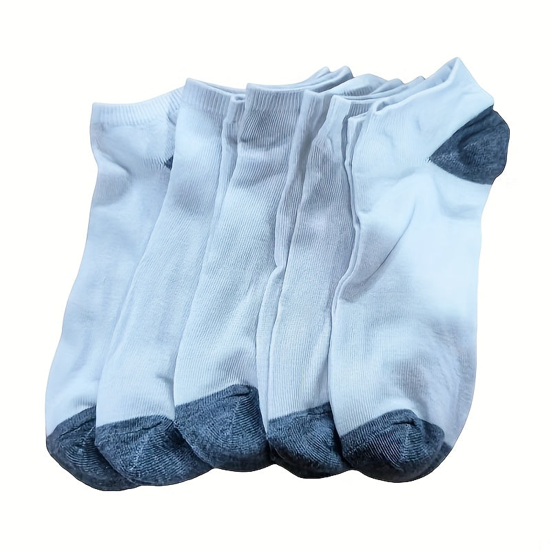 5 Pairs Men's Low Cut Ankle Socks Breathable Sweat Absorption