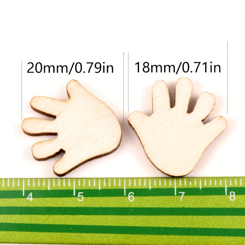50pcs 20mm Wooden Baby Hands for Kids Projects, Painting, Signing