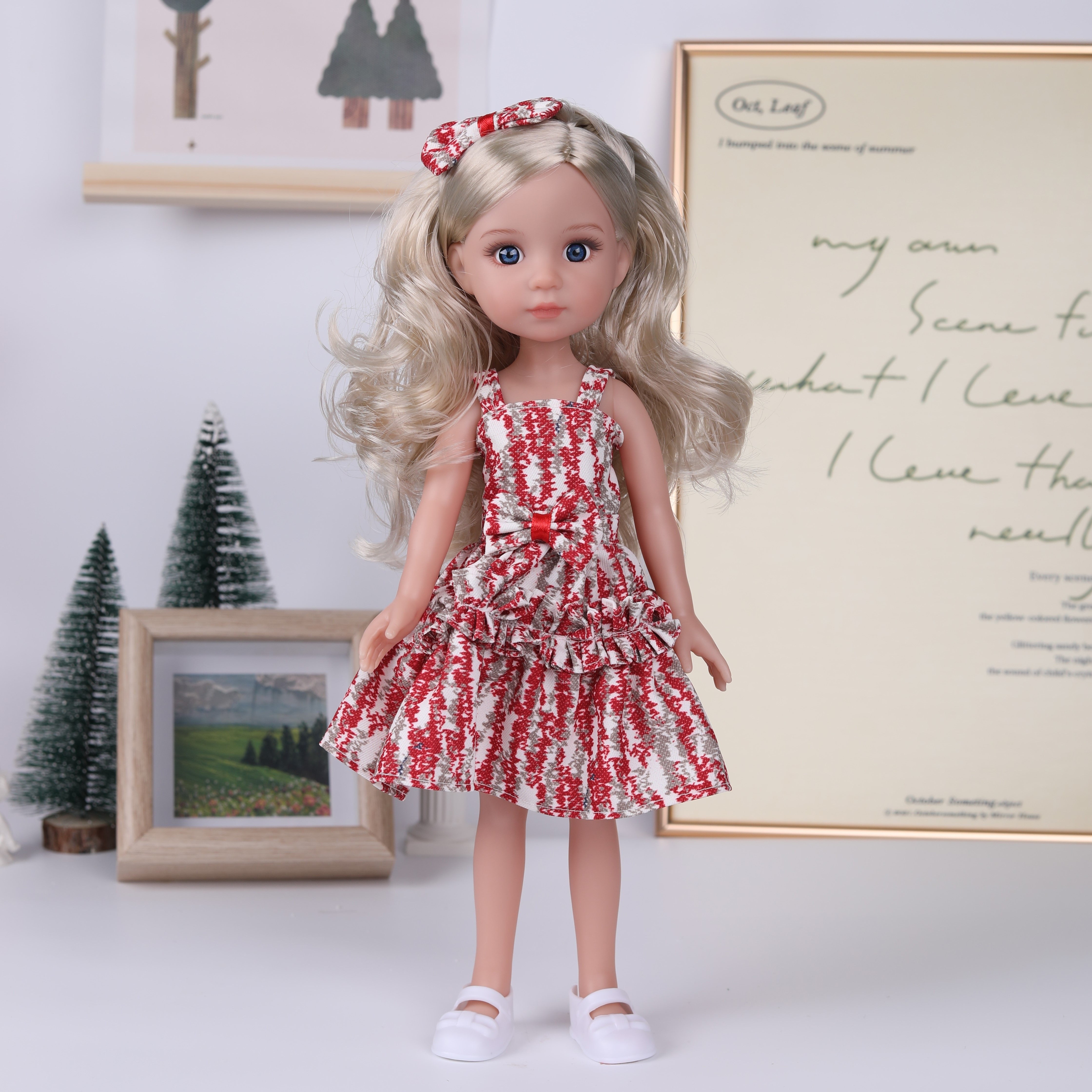 Anime Princess Doll Soft Vinyl Limbs Joints Golden Hair Red Dress
