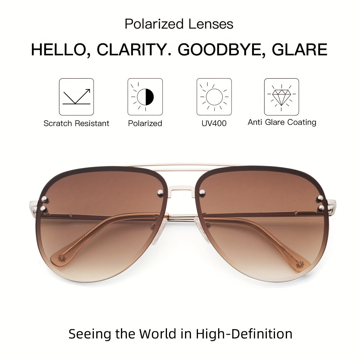 OUWEN Men's Oversized Sunglasses Brown Gradient Polarized UV Protection