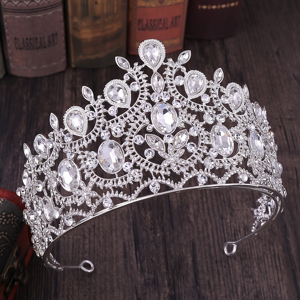 Baroque Large Tiara Leaf Decor Crown Hair Accessories