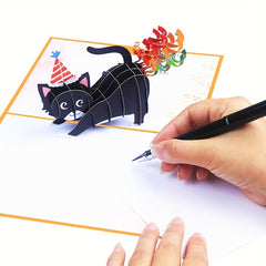 3D Pop Up Birthday Card Cat Farting Confetti Funny Card