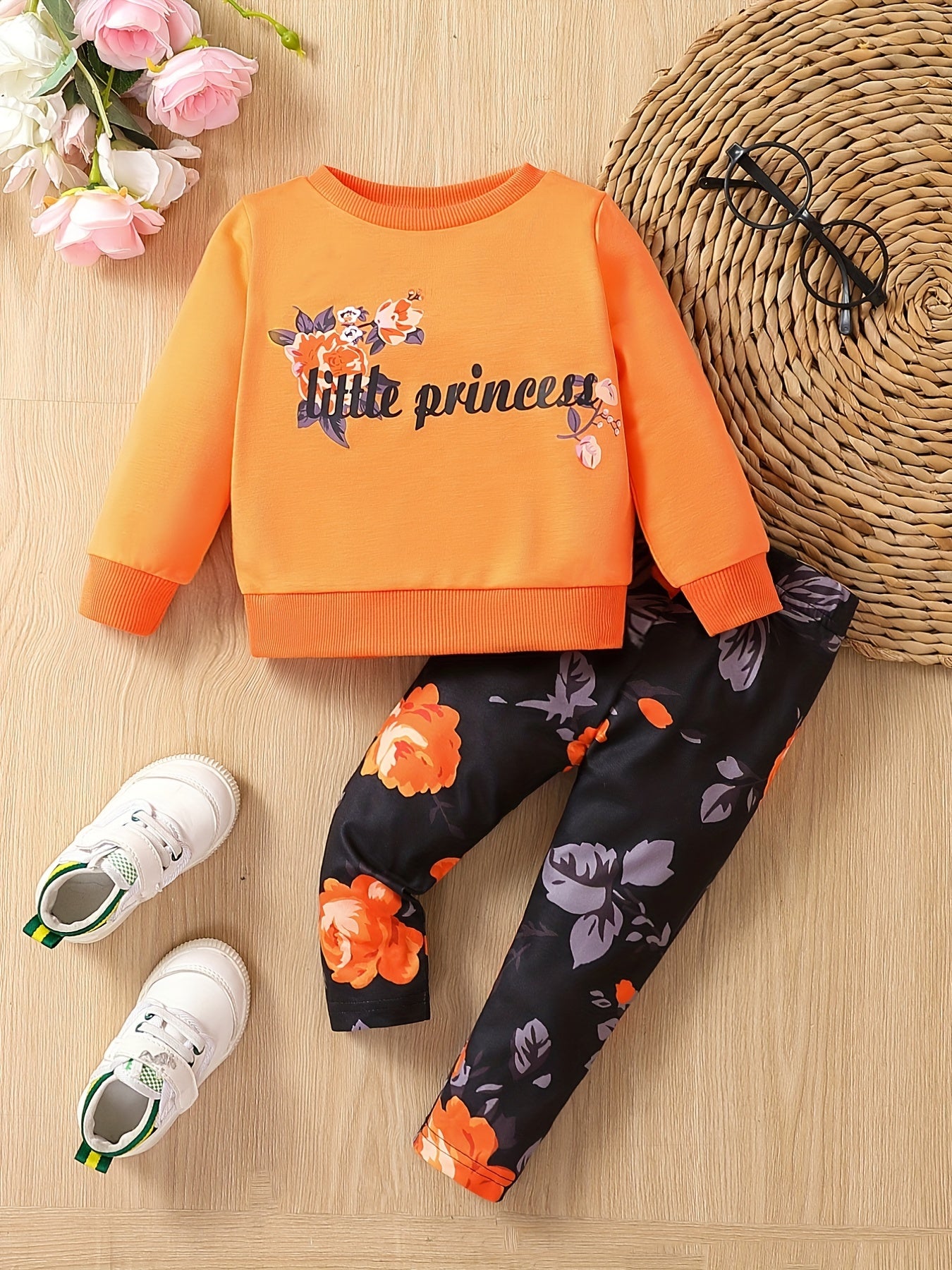 Baby Girls Little Princess Sweatshirt Floral Pants Set