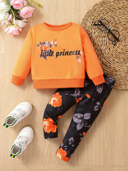 Baby Girls Little Princess Sweatshirt Floral Pants Set