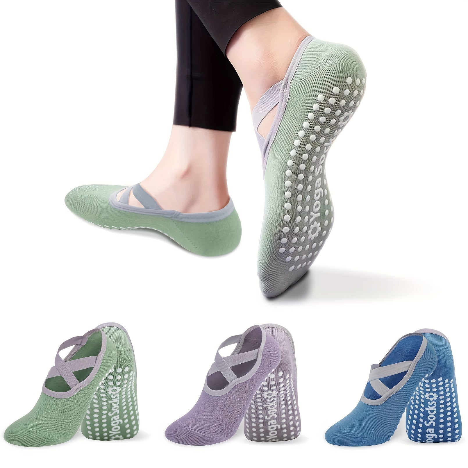 3 Pairs Non Slip Sports Socks for Yoga Pilates Ballet