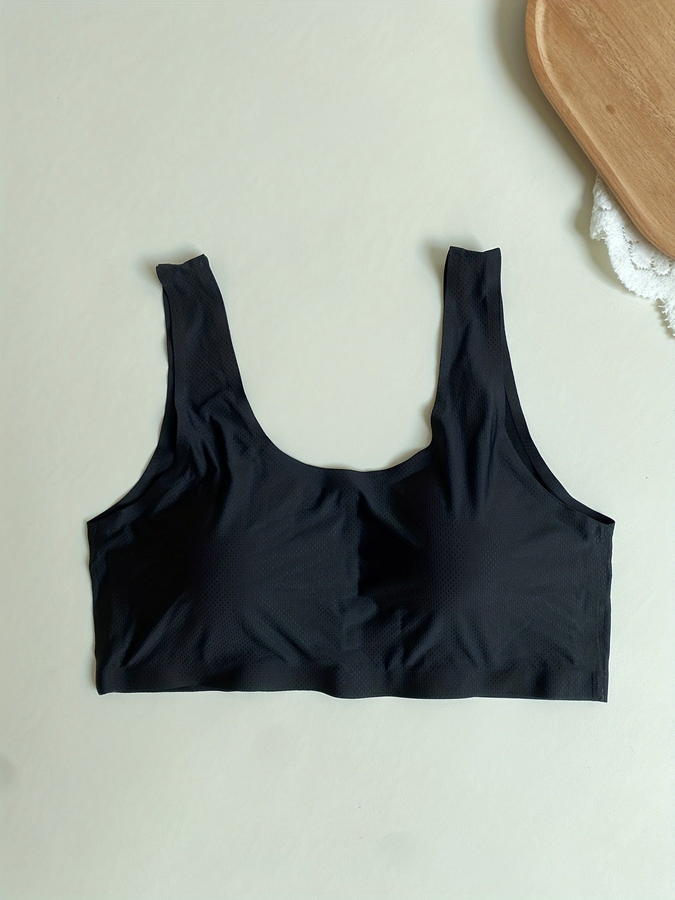 Sports Bra Solid Breathable Padded Round Neck Fitness Bra