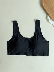 Sports Bra Solid Breathable Padded Round Neck Fitness Bra