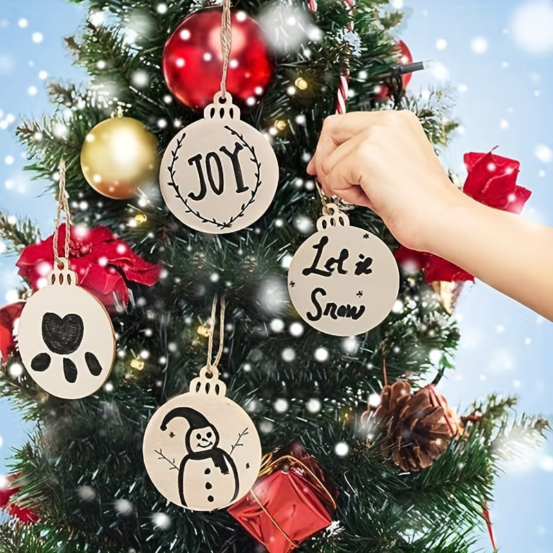 DIY Christmas Wooden Circles Blank Boards Non-toxic Ornaments Holiday Han