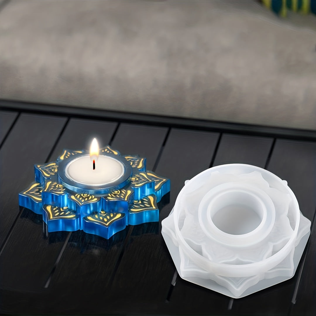Resin Candle Holder Silicone Mould Lotus Epoxy Mold DIY Trinket Container