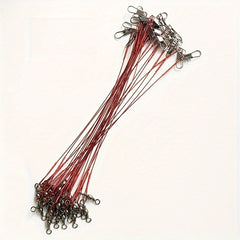 30pcs Heavy Duty Wire Leader Fishing Line with Swivels & Rings