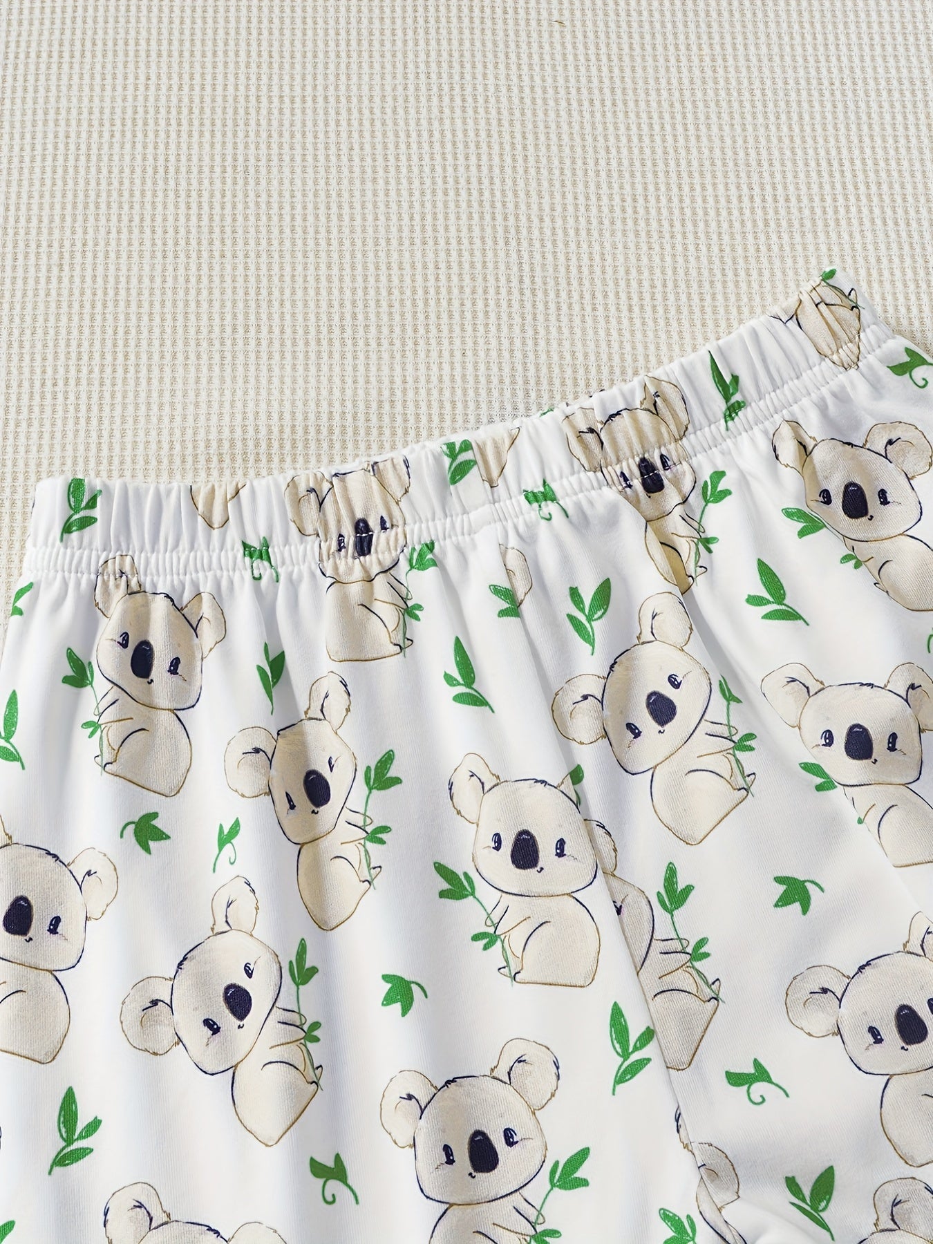 2pcs Toddler Girls Bear Graphic Pajama Set Crew Neck Long Sleeve T Shirt & Pants