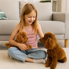 Realistic Teddy Bear Plush Toy Dog Stuffed Animal with Deep Brown Fur