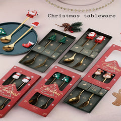 Christmas Spoon Set Santa Claus Elk Doll Spoon