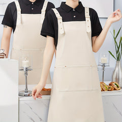 Waterproof Leather Overalls Apron Adjustable Straps Large Pockets