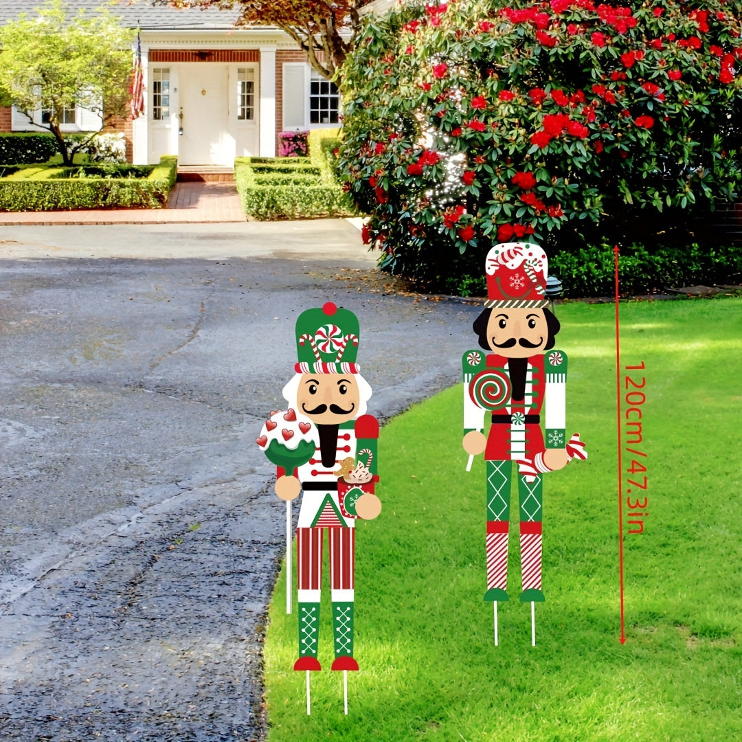 2pcs Large Nutcracker Yard Sign Outdoor Christmas Decor
