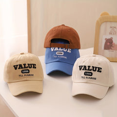 Kids Sunshade Breathable Baseball Cap With Letter Embroidery