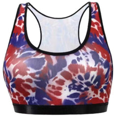 Women's Plus Tie Dye Floral Print Racer Back Tank Bra