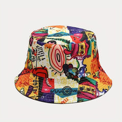 Abstract Cartoon Graffiti Bucket Hat Print Casual Fisherman Cap Unisex
