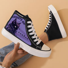Women's Cat High Top Canvas Shoes Breathable Casual Walking