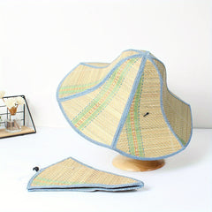 Foldable Straw Sun Hat Boho Wide Brim Portable Bucket Hat Lightweight Breathable