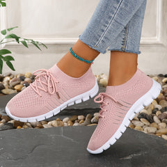 Mesh Breathable Woven Shoes Lace Up Walking Shoes