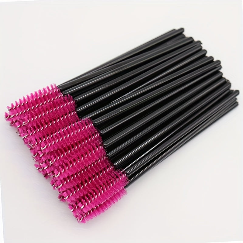 100Pcs Mascara Wands Eyebrow Brush Set Pink Purple