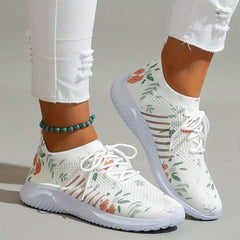 Graphic Print Mesh Breathable Woven Shoes Soft Sole Comfortable Non Slip Shoes