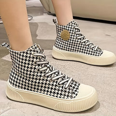 Women's Colorblock Canvas High-Top Lace-Up Skate Shoes