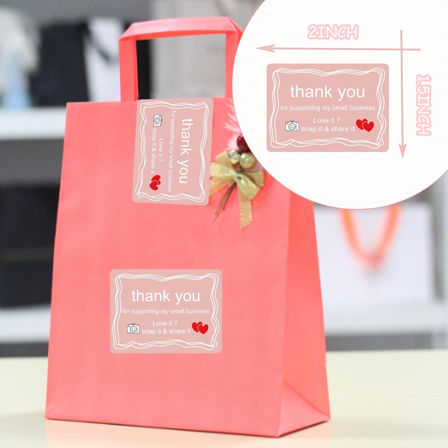 500pcs Vintage Camera Stickers 3 81 5 08 cm Pink Thank You Small Business