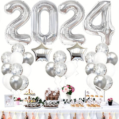 35pcs Silvery Year Theme Party Balloons Decoration Set