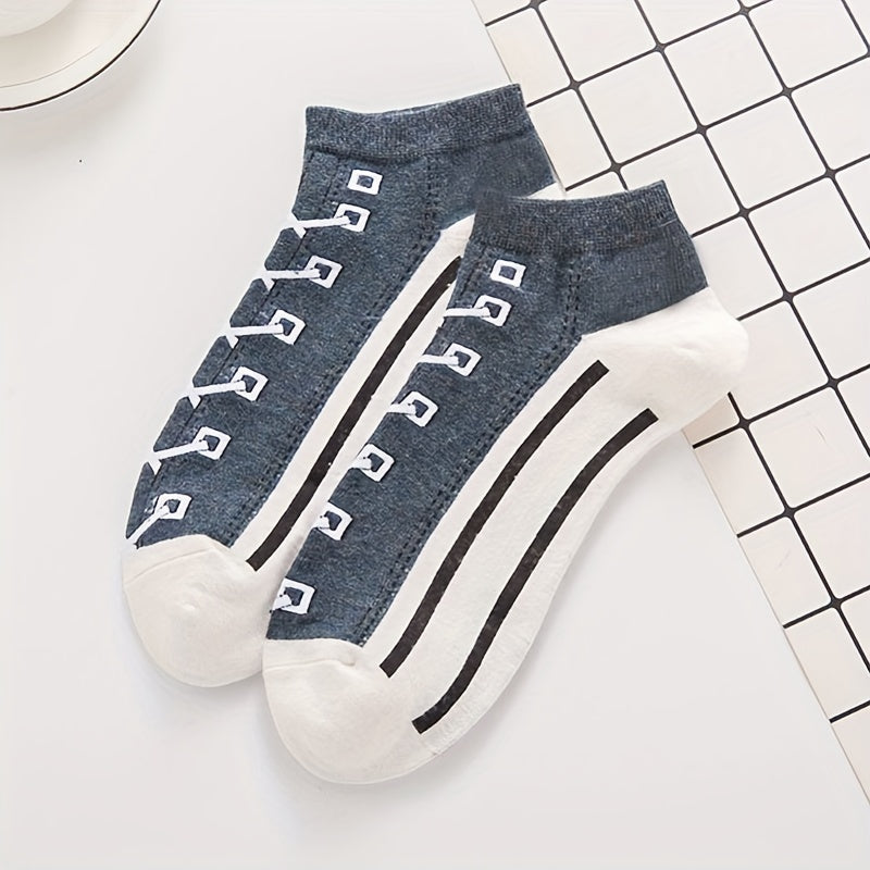 5 Pairs Funny Low Cut Canvas Shoes Socks Women's Stockings